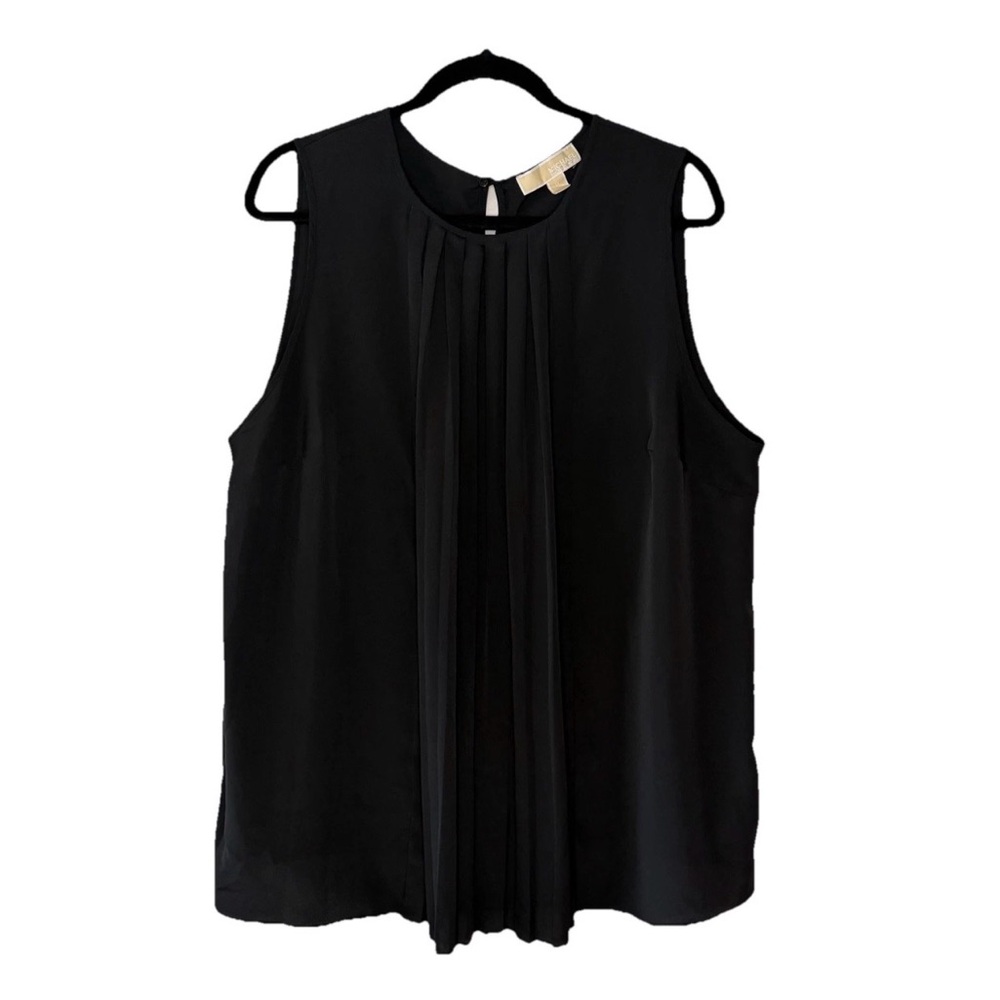 Michael Kors Sleeveless Blouse Black Pleated Front Women’s 1X Business Casual